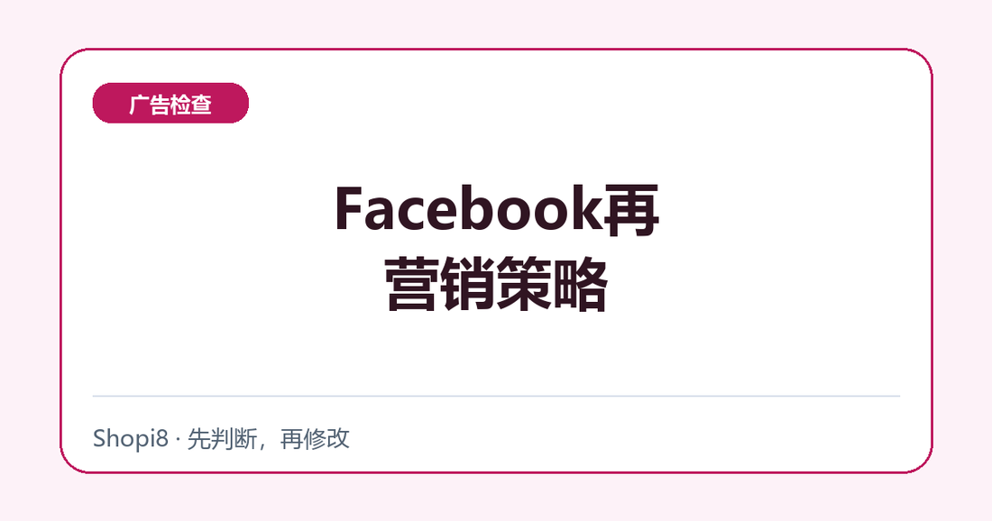 Facebook再营销策略中文封面，突出广告检查主题
