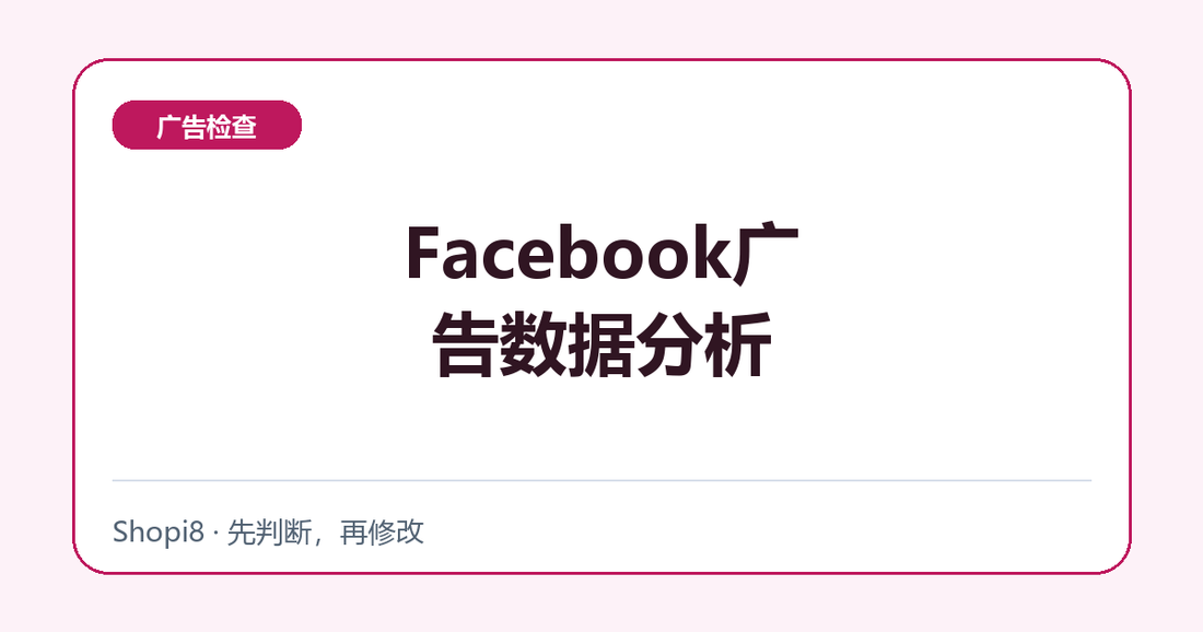 Facebook广告数据分析中文封面，突出广告检查主题