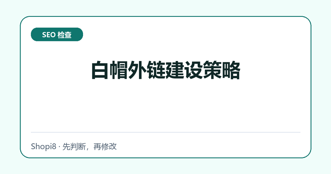 白帽外链建设策略中文封面，突出SEO 检查主题
