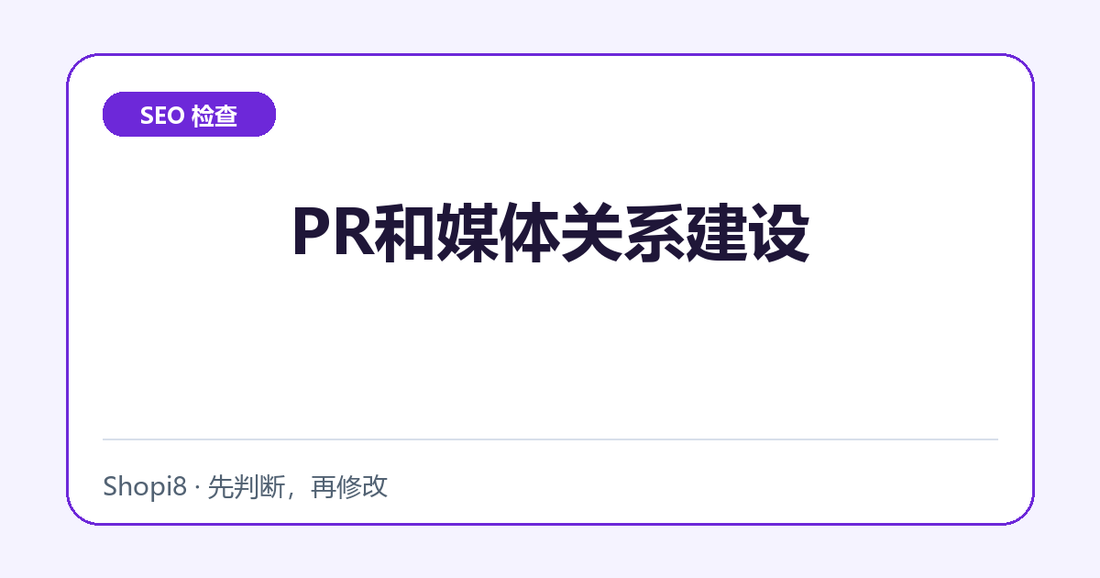 PR和媒体关系建设中文封面，突出SEO 检查主题