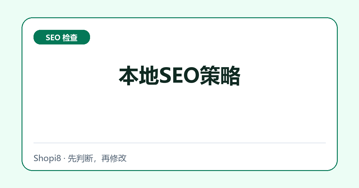 本地SEO策略中文封面，突出SEO 检查主题