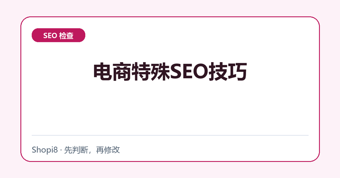 电商特殊SEO技巧中文封面，突出SEO 检查主题