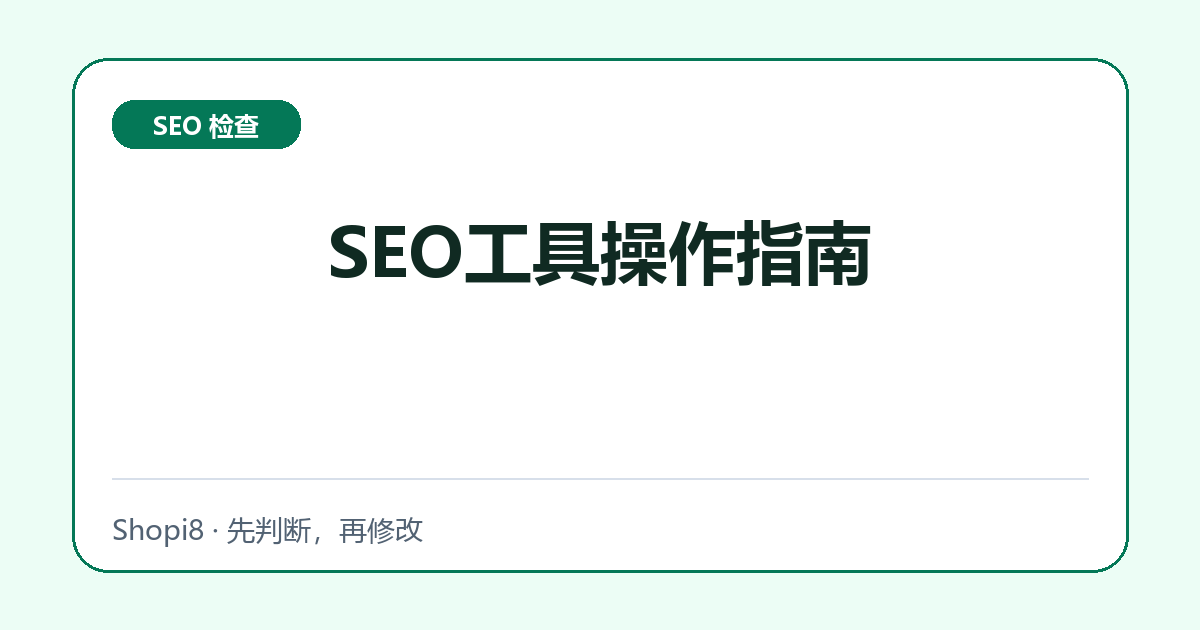 SEO工具操作指南中文封面，突出SEO 检查主题