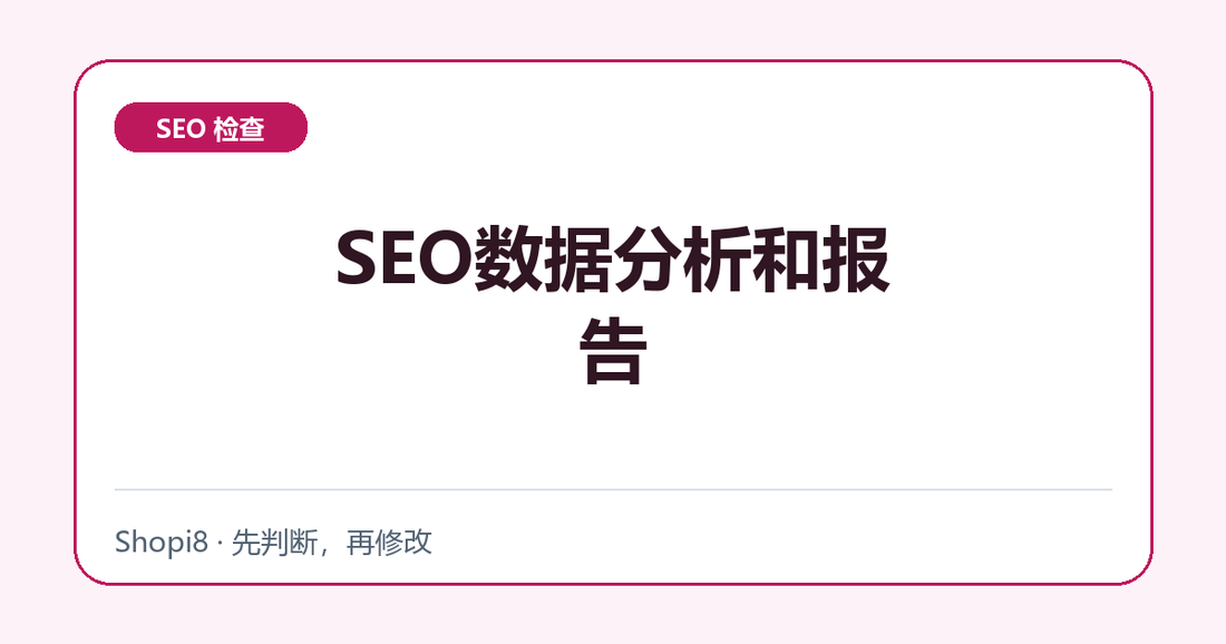 SEO数据分析和报告中文封面，突出SEO 检查主题