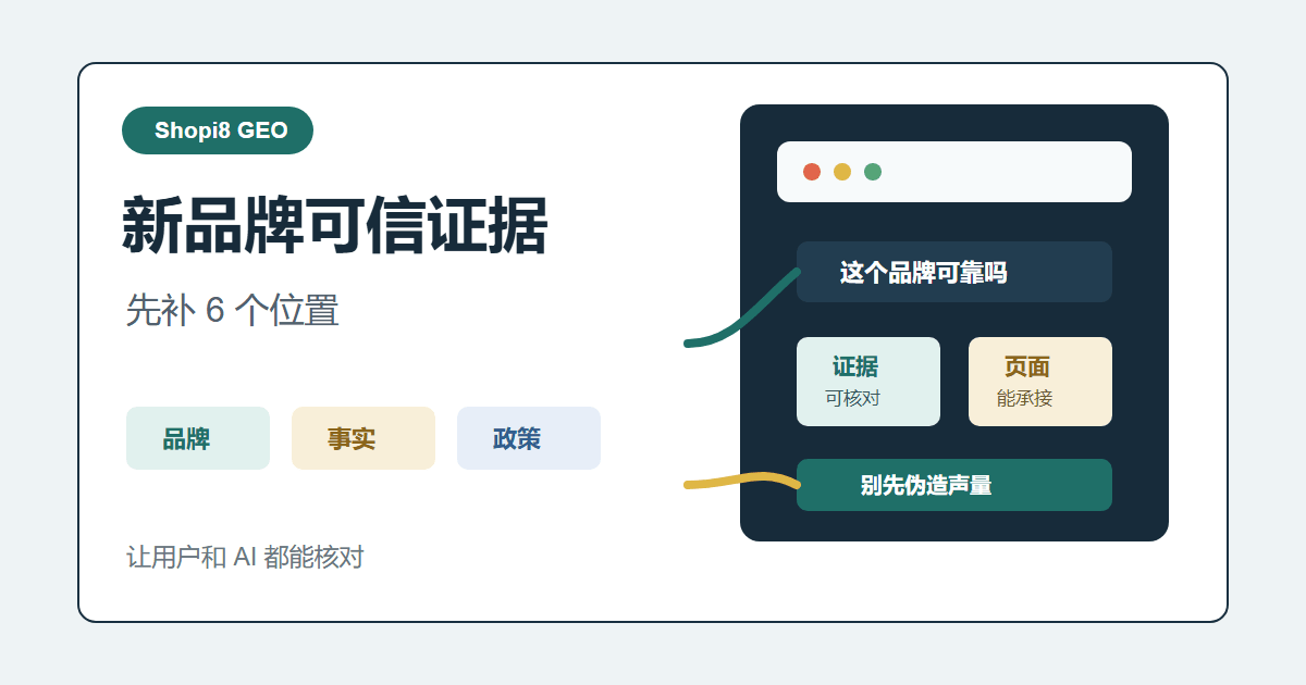 新独立站品牌很难被 AI 推荐？先补这 6 个可信证据 - shopi8 中文建站教程