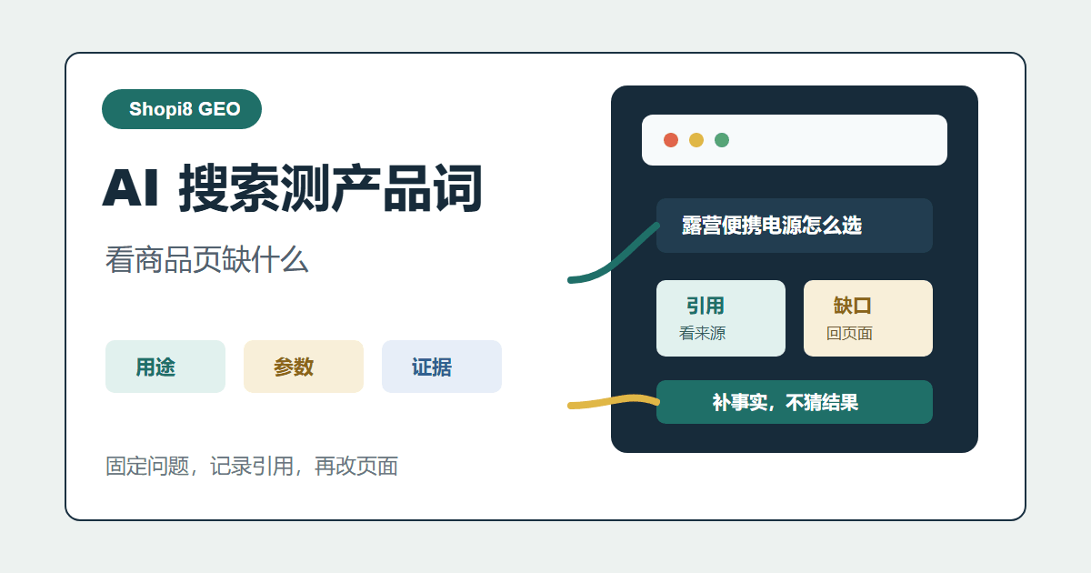 用 AI 搜索测一个产品词，怎么判断商品页缺了什么 - shopi8 中文建站教程
