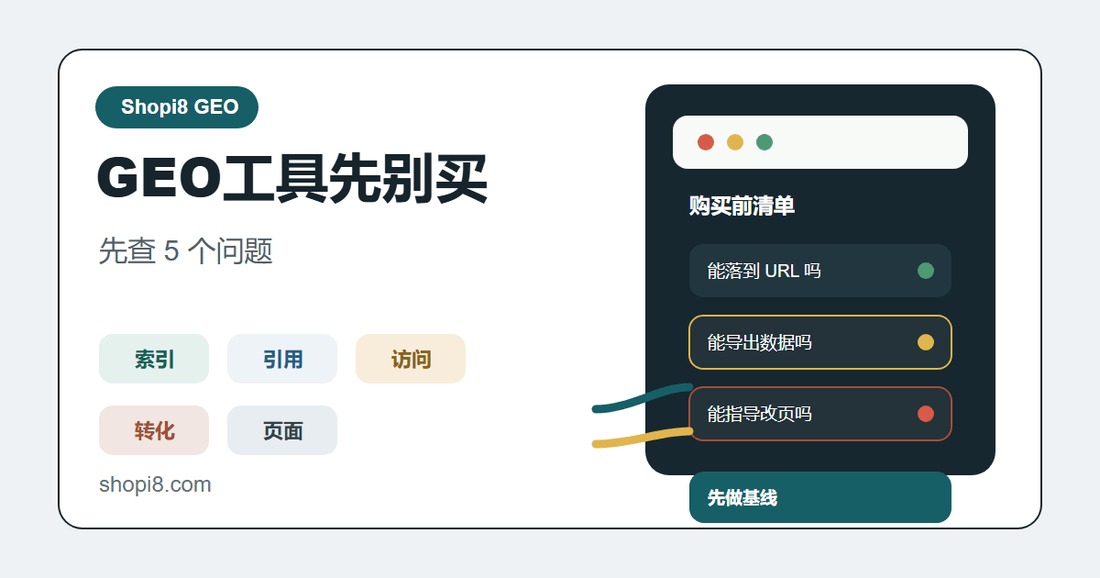 GEO 工具值不值得买？Shopify 店铺先看这 5 个问题 - shopi8 中文建站教程