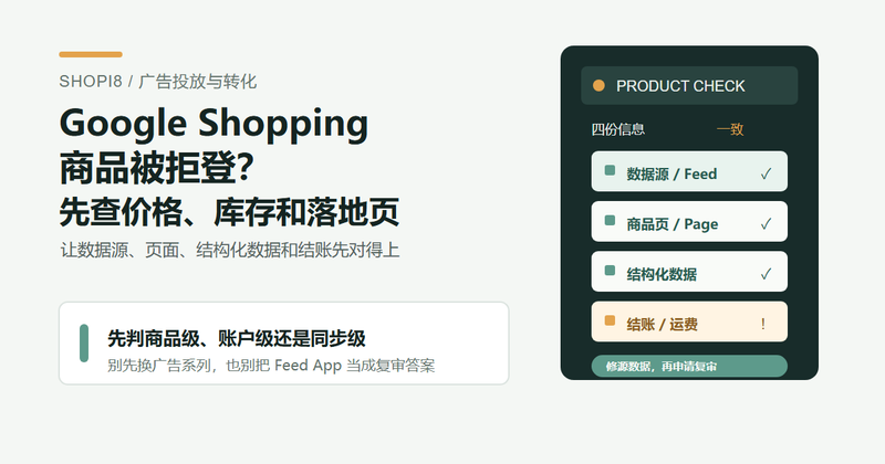 Google Shopping 商品被拒登封面图：先核对价格、库存和落地页的一致性